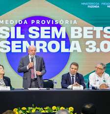 Lula durante evento na sexta-feira, 25, em São Paulo, para anunciar medidas de "Brasil sem bets" Foto: Ricardo Stuckert