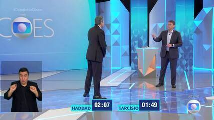 Debate em SP: Tarcísio (Republicanos) e Haddad (PT) falam sobre o Integra Tietê