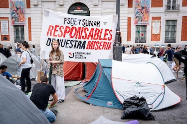 As imagens do acampamento na Puerta del Sol em Madri para protestar contra a crise habitacional