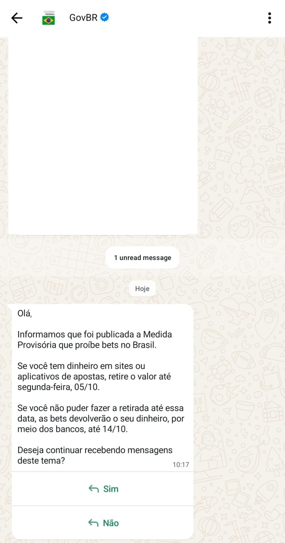Governo manda mensagem sobre MP das bets pelo gov.br — Foto: Reprodução