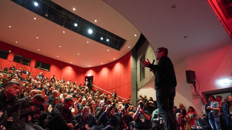 Mr Burnham speaks at an event promoting British democracy, at ACC Liverpool in September 2025
