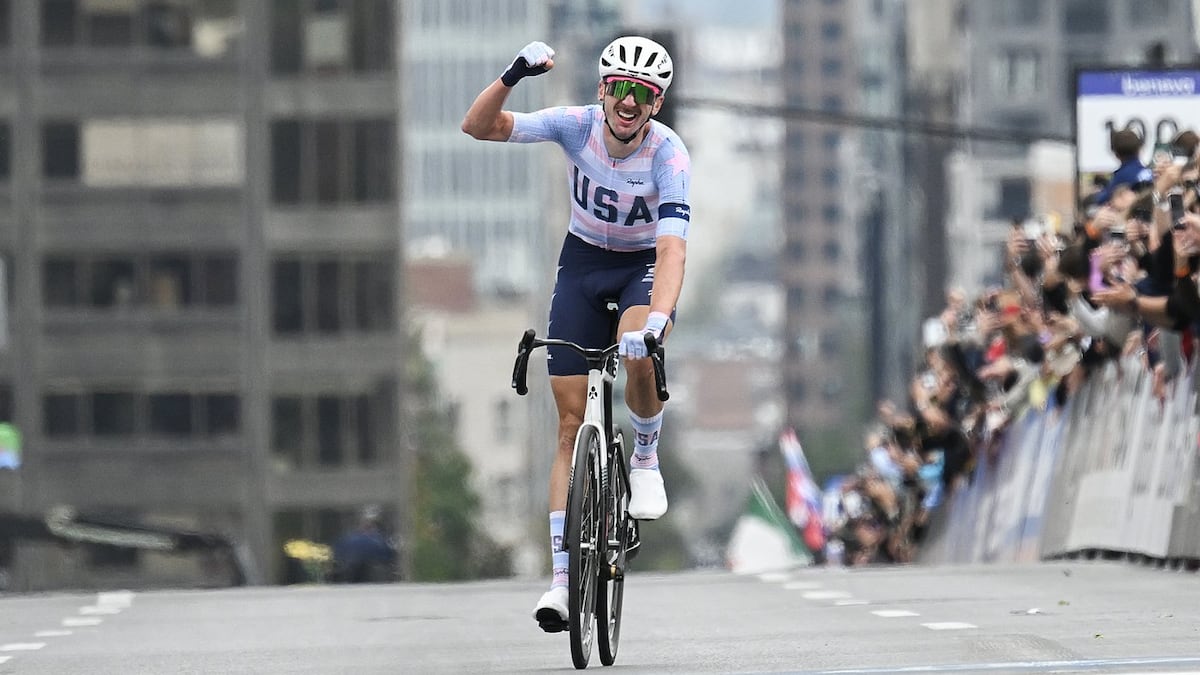 American Brandon McNulty claims men's road race world title in Montreal