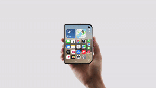 Tela externa do iPhone Duo tem 5,4 polegadas, painel OLED e taxa de atualização de até 120 Hz — Foto: Divulgação/Apple