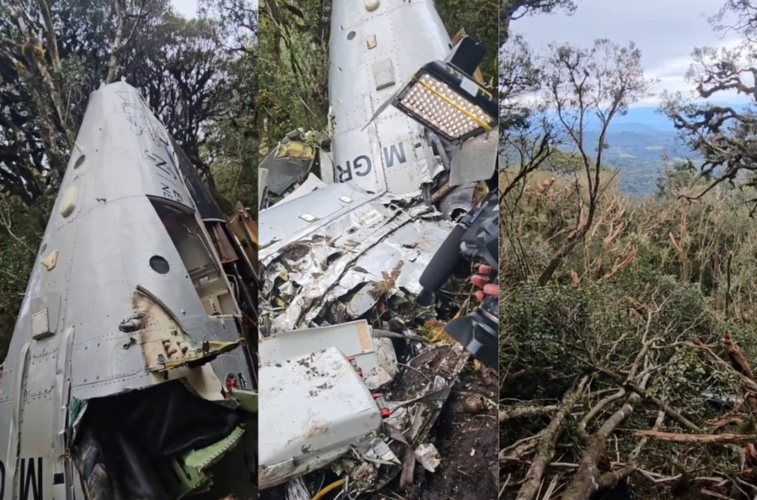 Jornalista Lucas Martins esteve na região e registrou imagens dos destroços, exibidas no jornal Brasil Urgente, da Band