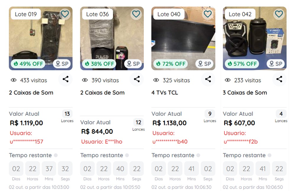 Leilão das Casas Bahia tem TVs e caixas de som a partir de R$ 607