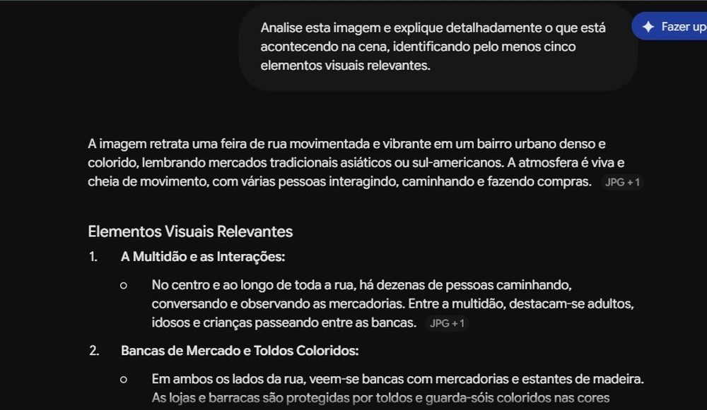 Análise de imagem feita pelo Gemini — Foto: Diedrich Bader/TechTudo