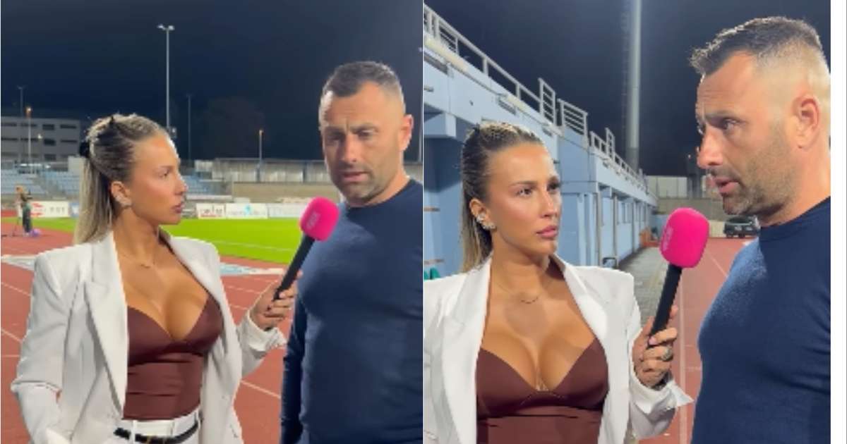 Técnico ignora decote de repórter, evita contato visual e entrevista viraliza: 'A esposa acompanha'