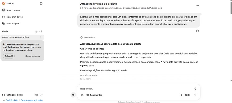ChatGPT sem cadastro? Conheça IA grátis que promete mais privacidade