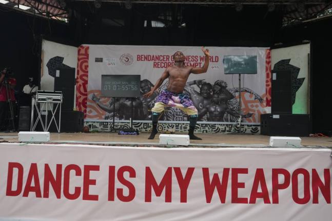 AP Benjamin Daniel, known as Ben Dancer, attempts to dance for 168 hours in a bid to set a Guinness World Record at Freedom Park in Lagos, Nigeria, on Tuesday.