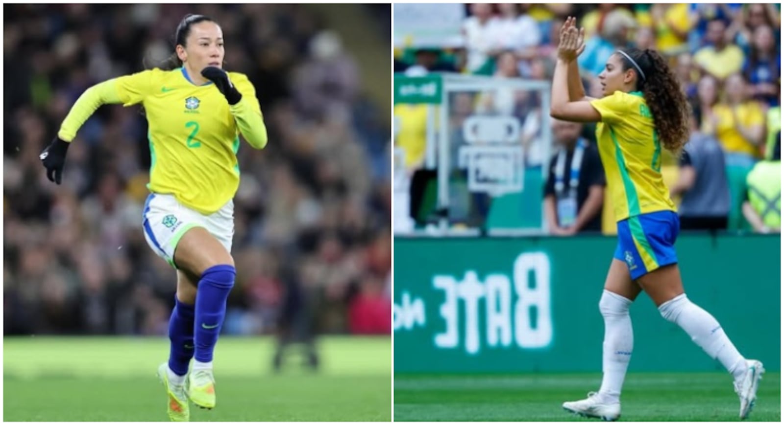 Bruninha e Angelina se lesionaram no jogo contra a Argentina Reprodução/Instagram @bruninhaia_ - 28.09.2025 e Luciana Vermell/CBF - 10.10.2026